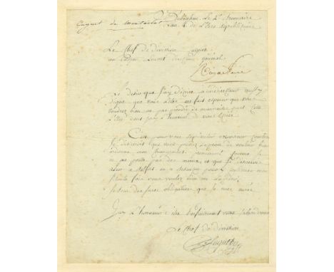 CUGNET DE MONTARLOT CLAUDE-FRANÇOIS: (1778-1824) French Officer during revolution. Cugnet de Montarlot escaped to Spain where