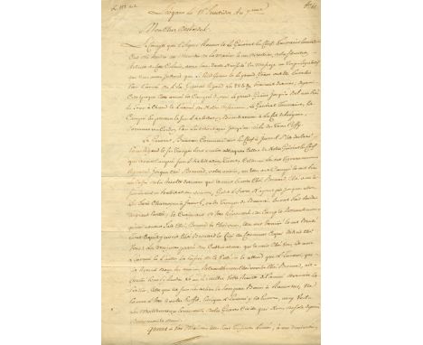 FRENCH CARIBBEAN – SOUTH WAR: An excellent L.S., `Rasond´, three pages, folio, Léogâne, Saint Domingue, 4th September 1799, t