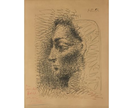 PICASSO PABLO: (1881-1973) Spanish Painter. An extremely rare three colour proof for artist or printer of Portrait de Jacquel