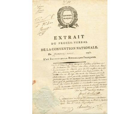 BIGORIE DU CHAMBON AUBIN: (1757-1793) French Convention Deputy who voted in favour of King Louis XVI death sentence. Member o