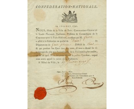 [14th JULY 1790]: Fête de la Fédération. 1st Anniversary of the Storm of the Bastille. The first anniversary was celebrated i