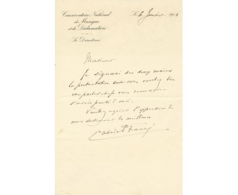 COMPOSERS: A good selection of eight A.Ls.S., by various composers, comprising Gabriel Fauré (1845-1924) French Composer. A.L