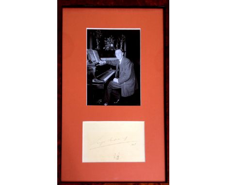 RACHMANINOFF SERGEI: (1873-1943) Russian Composer &amp; Pianist. A good signed 5.5 x 3.5 piece (`Sergei Rachmaninoff´), under