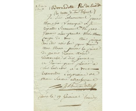 BERNADOTTE JEAN BAPTISTE JULES: (1763-1844) Marshal of France, Prince de Pontecorvo and King Charles XIV John of Sweden and N