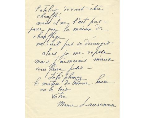 LAURENCIN MARIE: (1883-1956) French Painter. Laurencin was a renowned avant-garde Cubist figure in the Parisian artistic circ