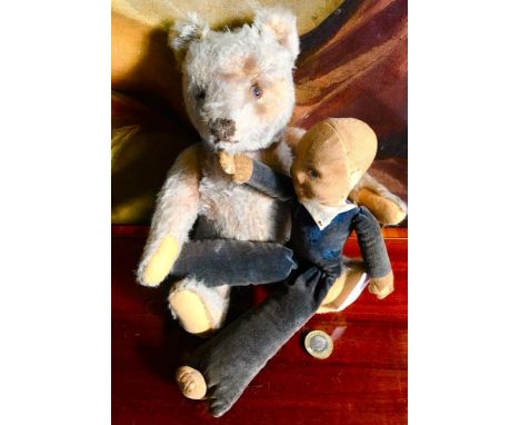 VINTAGE TEDDY BEAR AND NORA WELLINGS DOLL 