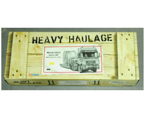 Corgi (Heavy Haulage) a boxed 1/50th scale CC12007 MAN King Trailer and Reel load "Morris Lesley".  Numbered certificate 1104