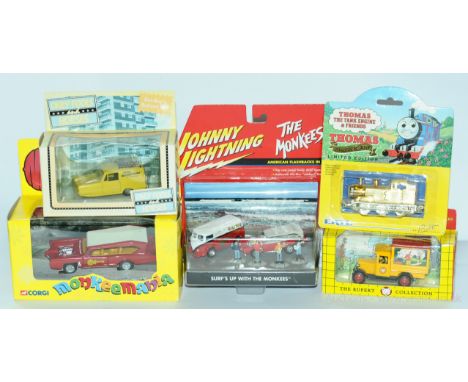 A boxed TV &amp; Film group to include Micro Machines 'Surf's Up With The Monkees' Set, Corgi CC52405 The Monkeemobile, Lledo