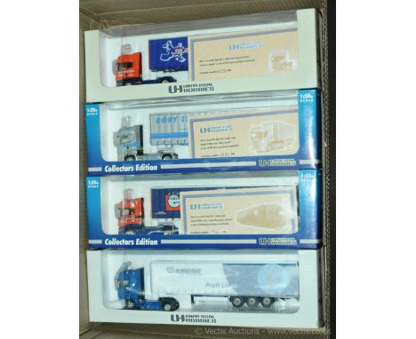 Universal Hobbies (UH) a boxed group of 1/50th scale Scania R420 Series Articulated Truck Trailer models to include Scania R 