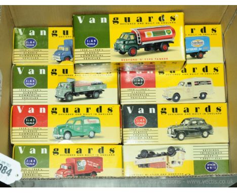 Lledo Vanguards - a boxed group of 1/43 and 1/64 Scale Commercial Vehicles to include VA16001 a Commer Dropside "Flowers Bitt