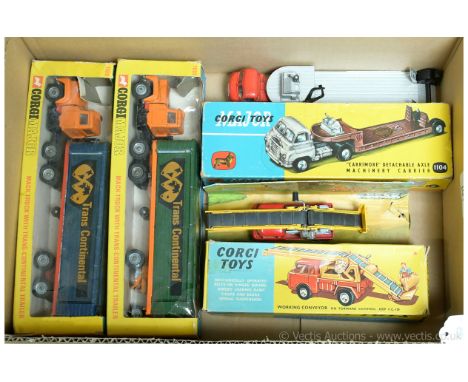 Corgi a boxed Commercial group to include 2x 1100 Mack Truck with Trans-Continental Trailer (Both trailers have been repainte