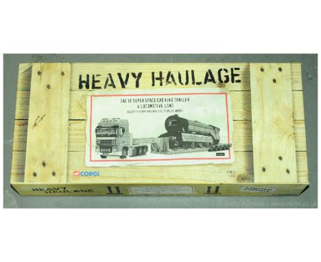 Corgi (Heavy Haulage) a boxed 1/50th scale CC13203 DAF XF Super Space Cab, King Trailer and Locomotive load "Allely's Heavy H