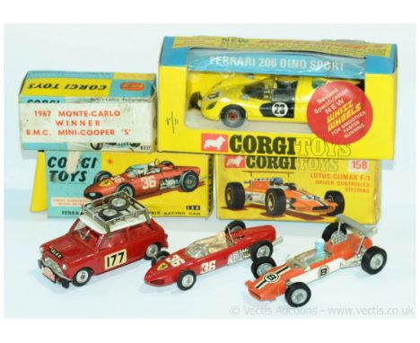 Corgi a boxed group to include 154 Ferrari Formula 1 Grand Prix Racing Car, 158 Lotus Climax F1, 339 Mini Cooper 'S' B.M.C. &