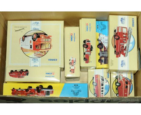 Corgi a boxed Fire Related Emergency Vehicle group to include 97352 AEC Ladder "Staffordshire", 98452 white Tanker "Volunteer