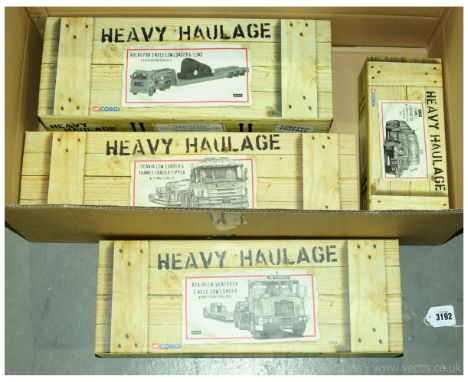Corgi (Heavy Haulage) a boxed group of 1/50th scale Commercial models to include CC12210 Scania Low Loader and Thames Trader 