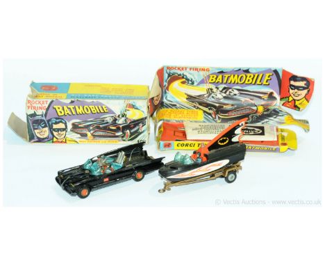Corgi a boxed Barman related pair to include boxed 267 Batmobile with both figures and secret instructions &amp; unboxed Batb