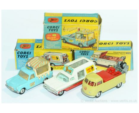 Corgi a boxed group to include 474 Wall's Ice Cream Van on Ford Thames, 486 Kennel Service Wagon &amp; 490 Volkswagen Breakdo