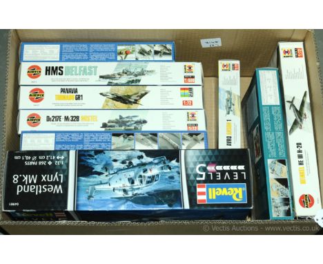 Airfix & Revell a boxed Military Kit comprising mainly of Aircraft and Model Ships to include a Revell 05031 1/720 scale USS 