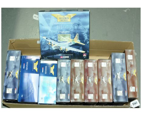 Corgi Aviation Archive a boxed group of 1/144th and 1/72nd scale Aircraft to include AA32801 DH Mosquito B IV - DK333/HS-F "G