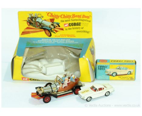 Corgi a boxed TV &amp; Film pair to include 266 Chitty Chitty Bang Bang with all 4 figures &amp; 258 The 'Saints' Car Volvo P