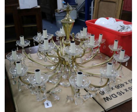 A gilt brass and glass chandelier
