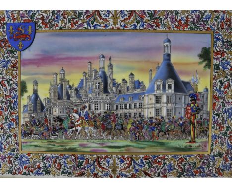 A set of three of Royal Delft 'Decors de Paris' porcelain plaques by Jean Gradassi, including No. 24. A 3, 'Festival Given by