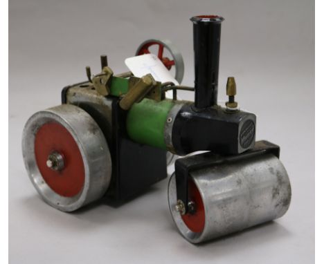 A Mamod Steam Roller SR1, with burner, scuttle & steering rod and a Mamod Minor 1 Stationery Steam Engine, both play worn and