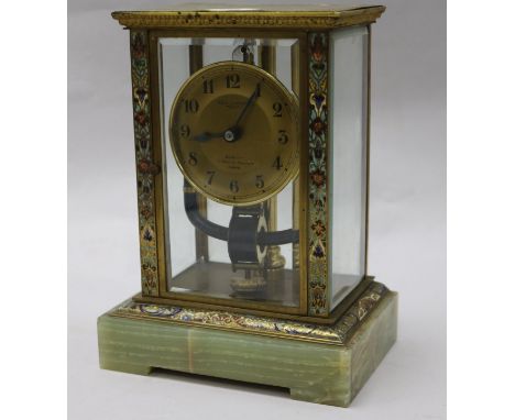 A French electro magnetic champleve and onyx clock by Bulle 23 x 17.5cm