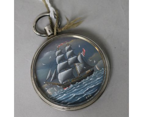 Christopher Guise (20th Century), miniature ship portrait of the brig 'William of Rye', watercolour, set in a silver watch ca