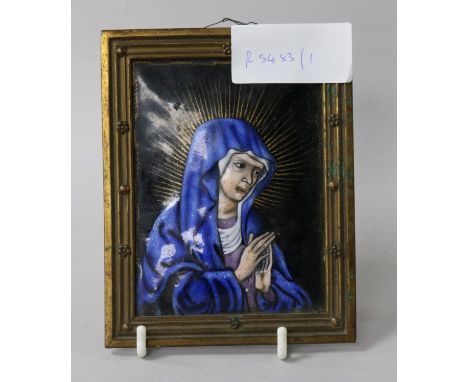 A Limoges enamel on copper icon 10.5 x 8cm.