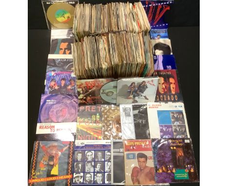 Vinyl Records - 45rpm 7" singles various genres and artists including Queen, Sham 69, The Pretenders, Status Quo, Thompson Tw