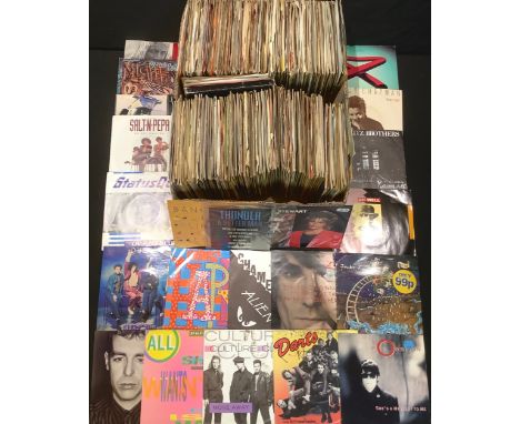 Vinyl Records - 45rpm 7" singles various genres and artists including Thunder special edition with 3d sleeve, Status Quo, Rod