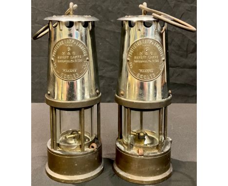 An Eccles miner's safety lamp, Type 6; another (2) 