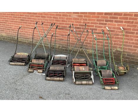 A collection of ten vintage roller lawnmowers (10)