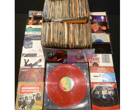 Vinyl Records - 45rpm 7" singles various genres and artists including Japan 12" red vinyl, Ultravox - The Thin Wall - CHS 254