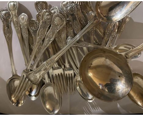 An extensive silver Kings pattern cutlery service including Ladle and serving spoons total gross (3000g)