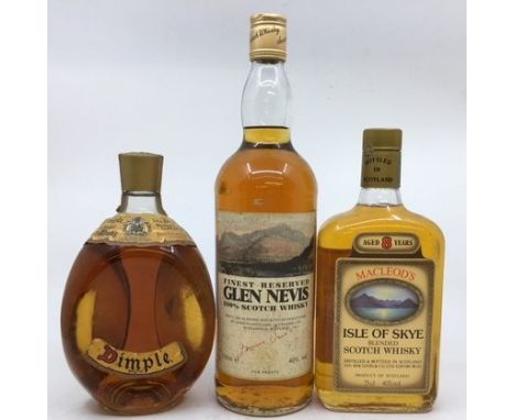 Whisky. 1x bottle of very rare Haig's Dimple old blended Scotch Whisky,&nbsp; 1x 1 litre bottle of Glen Nevis finest reserve 