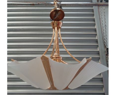 Two Art Deco style vintage chandeliers both in gilded finish. (2)