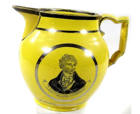 An early 19thC documentary jug, relating to Sir Francis Burdett-Bart MP, committed to the Tower, 6th April 1810 with portrait