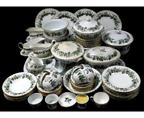 A comprehensive Royal Worcester Lavinia pattern part dinner service, to include serving dish, 38cm W, lidded soufflè dish, li
