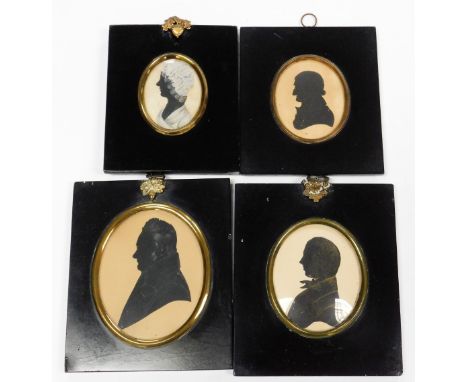 19thC. Four framed silhouette portrait miniatures.