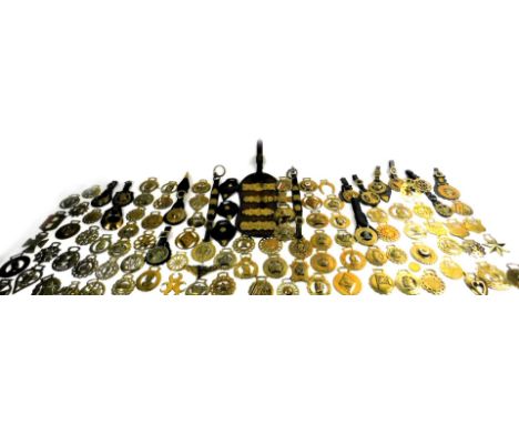 A large notable collection of Victorian and later horse brasses, mainly of a commemorative nature relating to Queen Victoria,
