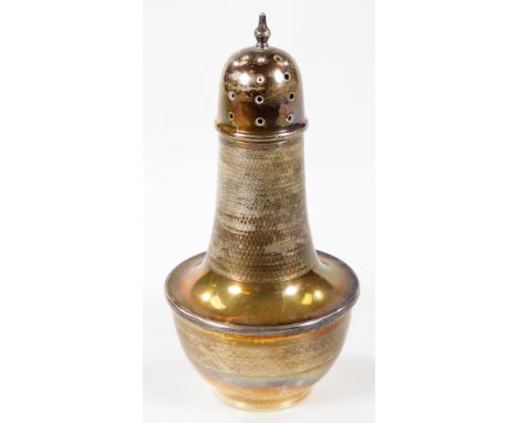 A George V sugar caster, with engine turned decoration, Birmingham 1933, 16cm high, 4.4oz.