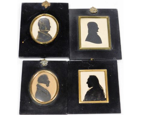 19thC. Four framed silhouette portrait miniatures.