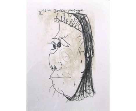 AFTER PABLO PICASSO (1881-1973) "Doña Cabeza - 23.9.64.II", monochrome lithograph, unsigned, 32.5 cm x 24.5 cm, together with