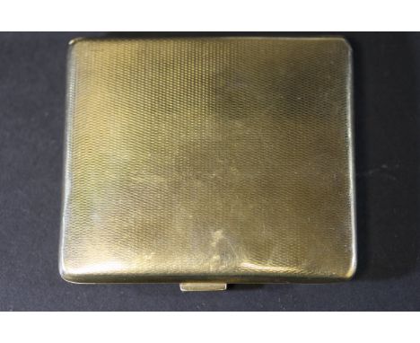 A 9 carat gold cigarette case with engine turned decoration, inscribed to interior "Presented to Sir Henry Moncrief Smith ...