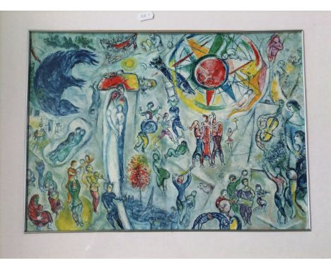 AFTER MARC CHAGALL (1887-1985) "The Wedding", "Woman and cockerel with vase of flowers in blue", "Woman and child on horse wi