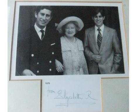 A framed and glazed colour image of the Queen Mother in Royal carriage with Princes Andrew and Edward adapted from the 1977 C