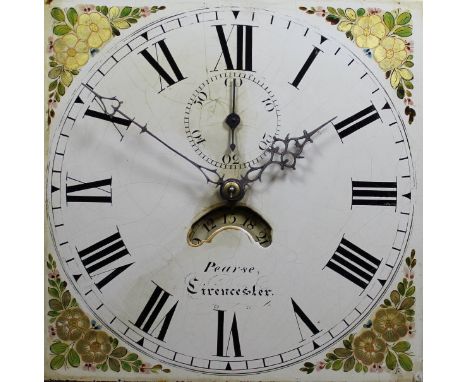 A Victorian oak cased long case clock, the 30 hour movement with painted enamel dial, the chapter ring with Roman numerals en