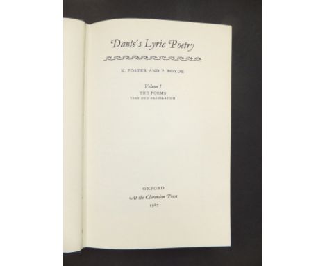 K. FOSTER & P. BOYDE "Dante's Lyric Poetry", in two Volumes, published at The Clarendon Press, Oxford 1967, clothboard bound 